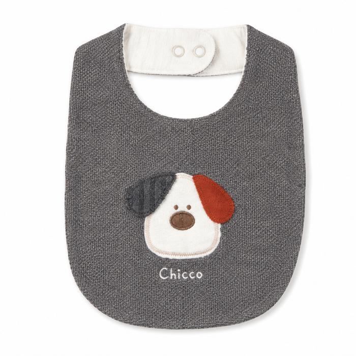 Bavaglino Neonato Chicco in Maglia di Cotone con Ricamo Cagnolino NM.102494