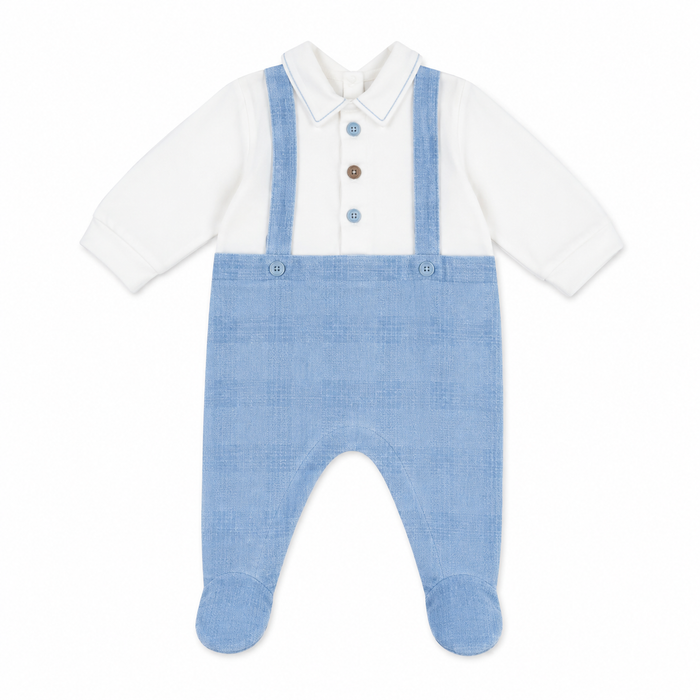 Tutina Neonato Effetto Spezzato con Bretelle e Colletto NM.102502