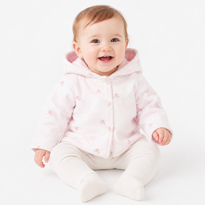 Giacca Neonata con Cappuccio a Fantasia Floreale NF.102685