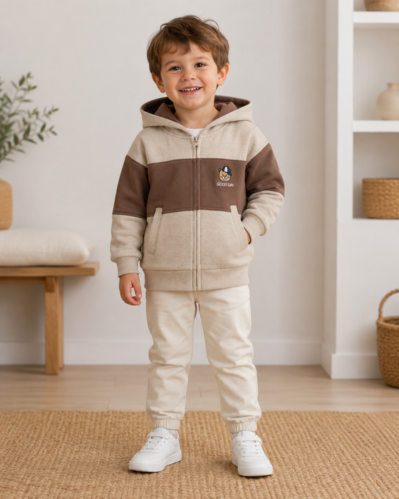 Felpa Neonato Con Cappuccio E Ricamo Orsetto LU2510
