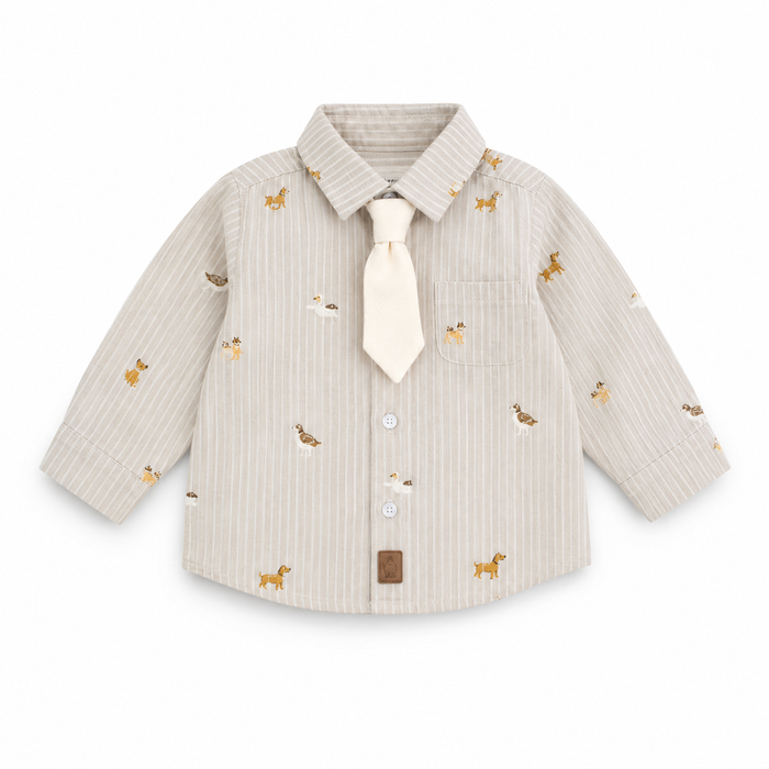 Camicia Neonato con Cravattino e Stampa Animaletti NM.102586