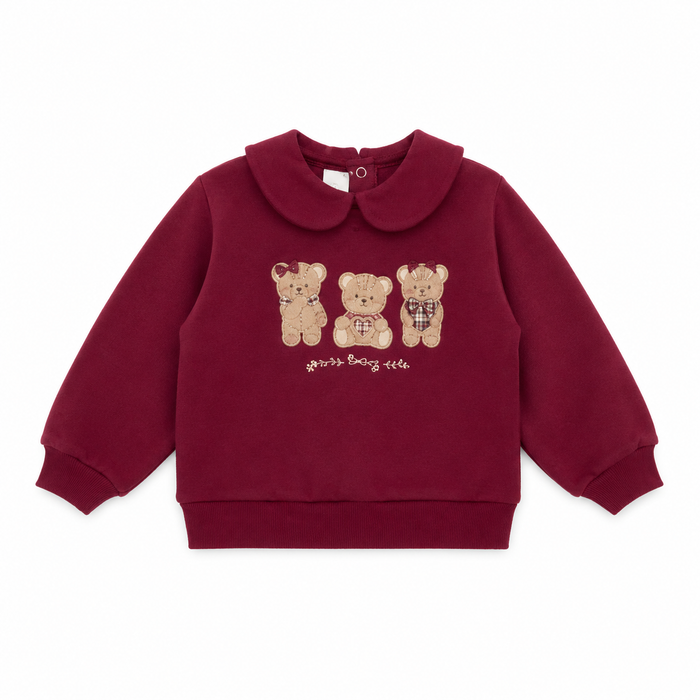 Felpa Neonato Bordeaux con Ricamo Orsetti NF.102730