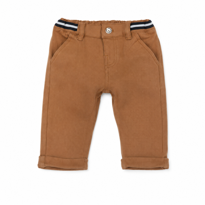 Pantalone Neonato Camel con Dettaglio Rigato  NM.103012