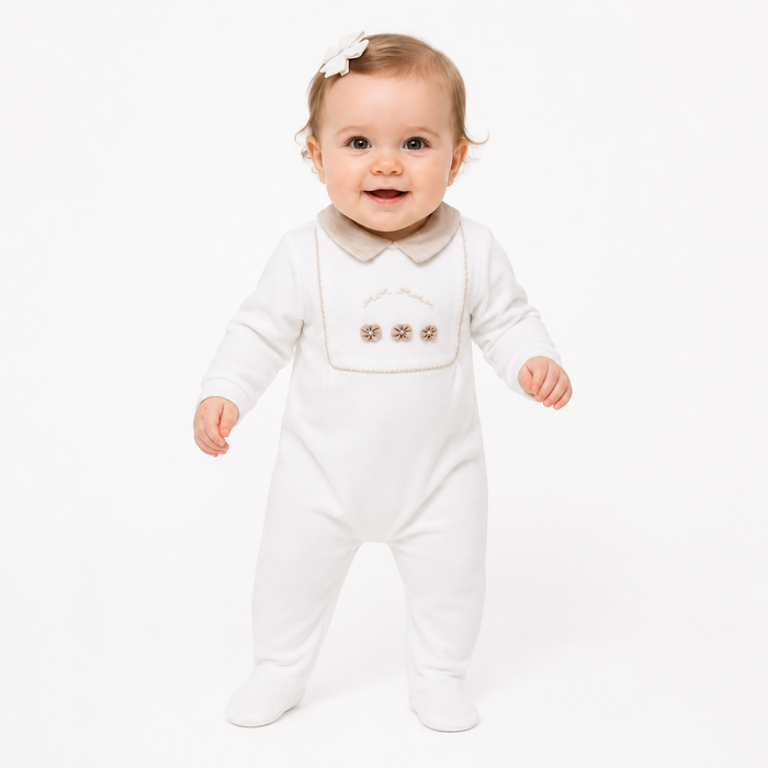 Tutina Neonato Con Colletto E Fiori NM.102352