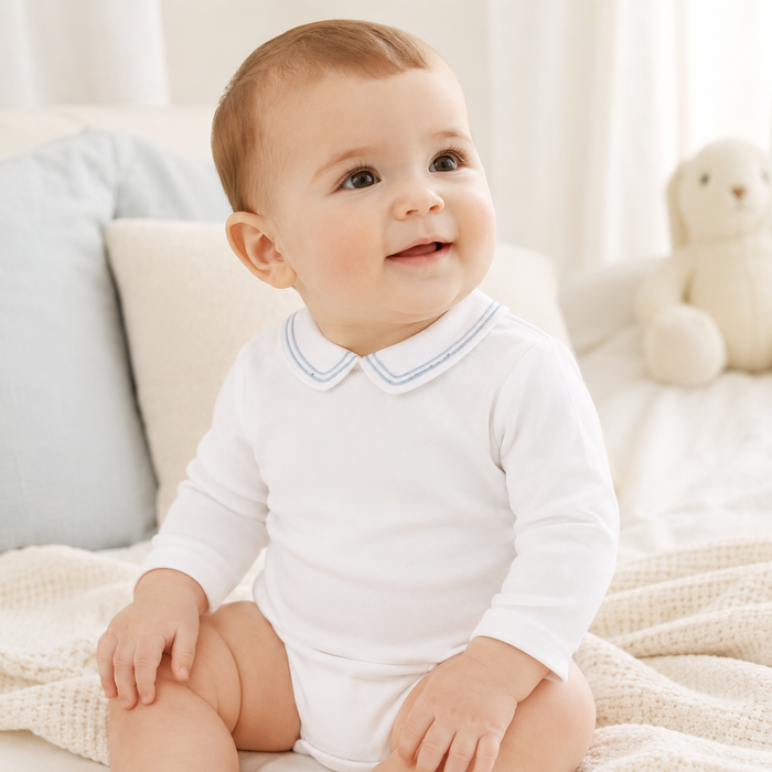 Body Neonato Con Colletto Profilo Azzurro NM.102748