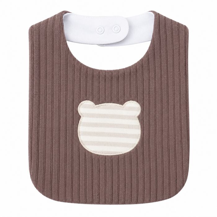Bavaglino Neonato A Costine Con Patch Orsetto NM.102986