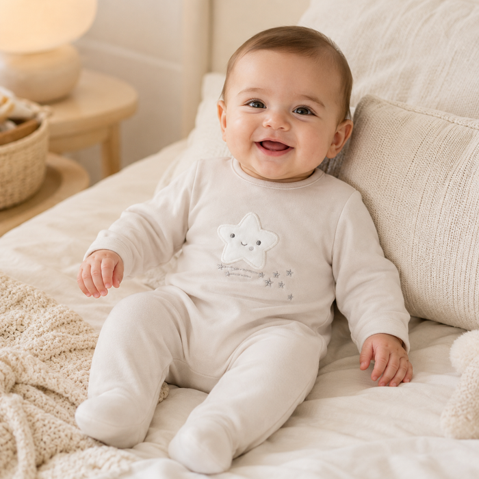Tutina Neonato In Ciniglia Con Ricamo NA.103231