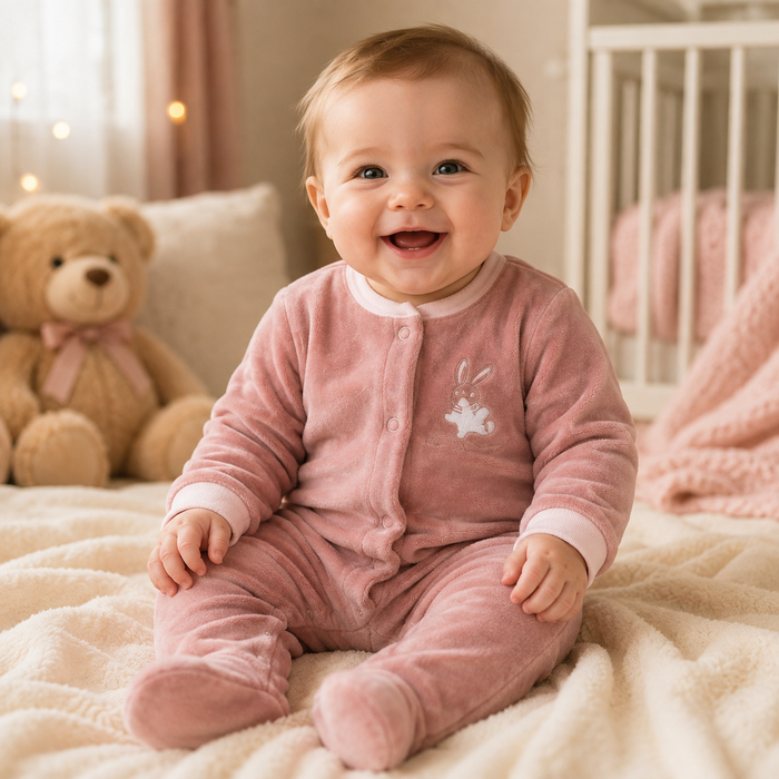 Tutina Neonato In Ciniglia Con Ricamo Animaletti NA.103234