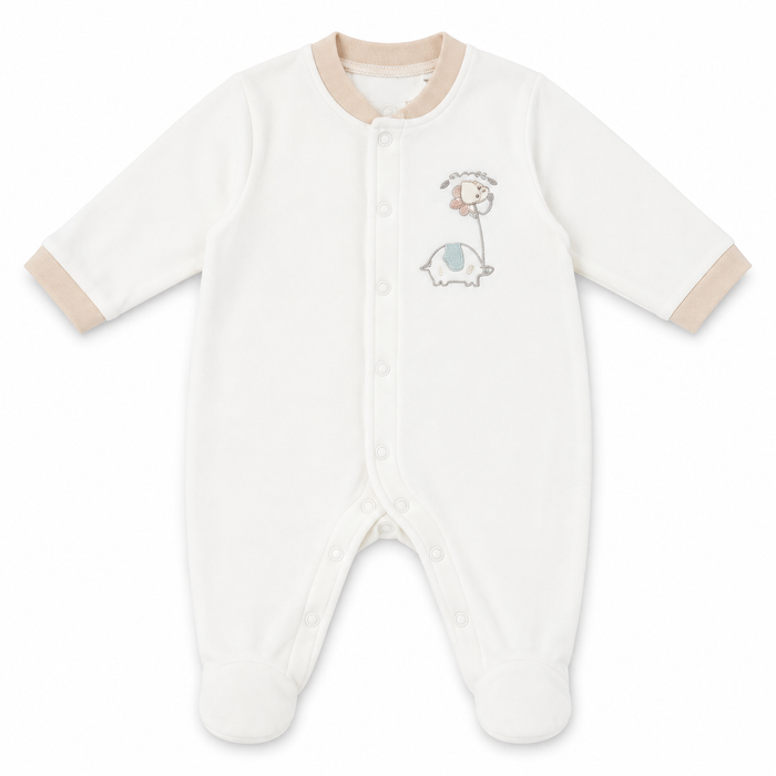 Tutina Neonato In Ciniglia Con Ricamo Animaletti NA.103234