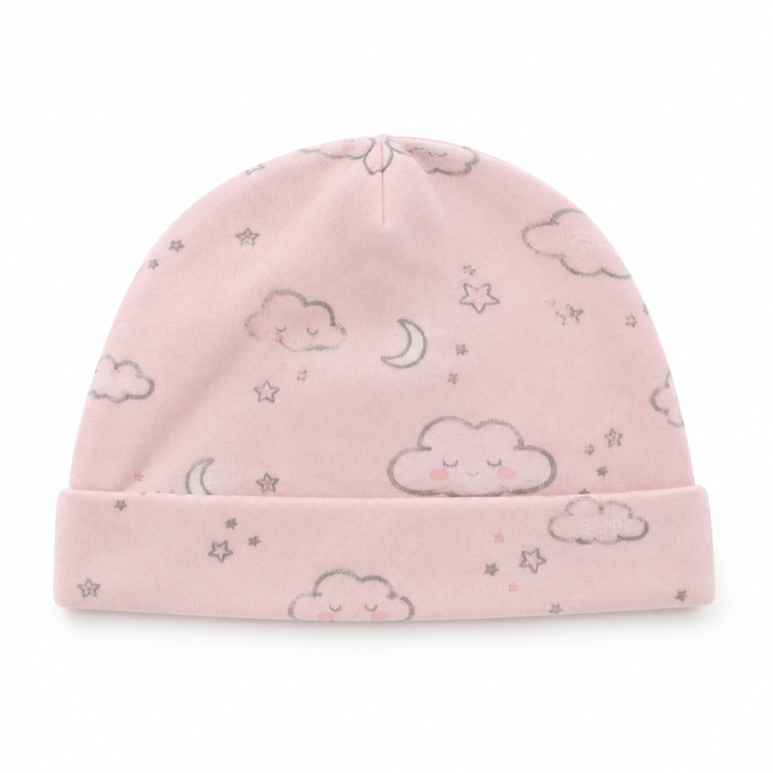 Cappellino Neonato Con Stampa Nuvole E Stelline NF.103236