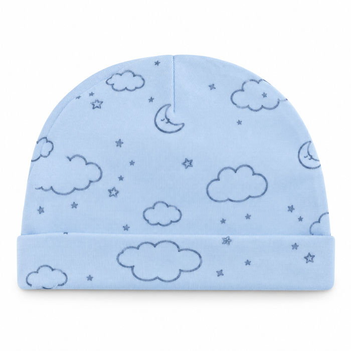Cappellino Neonato Con Stampa Nuvole E Stelline NF.103236