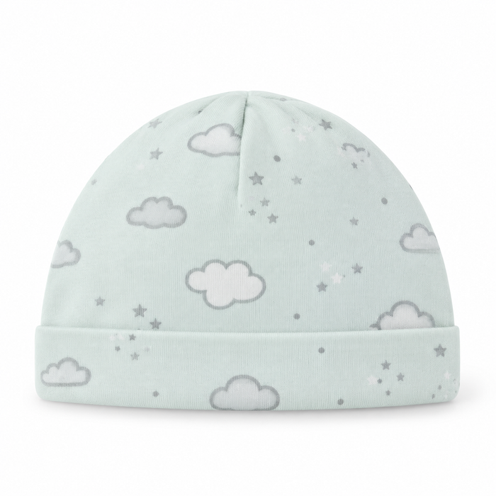 Cappellino Neonato Con Stampa Nuvole E Stelline NF.103236