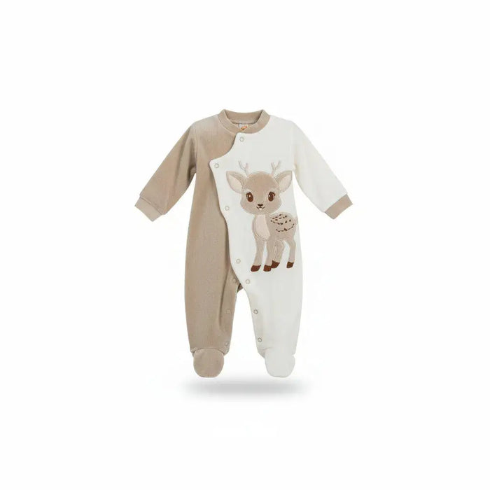 Tutina Neonato Con Ricamo Cerbiatto