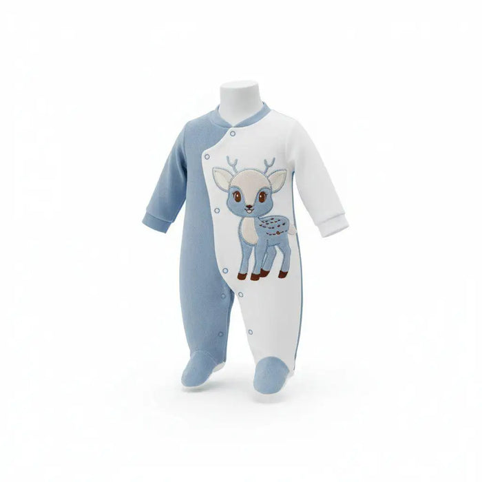 Tutina Neonato Con Ricamo Cerbiatto