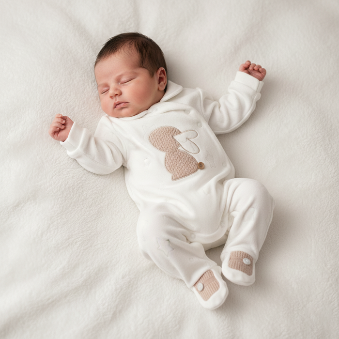 Tutina Neonato Con Ricamo Coniglio