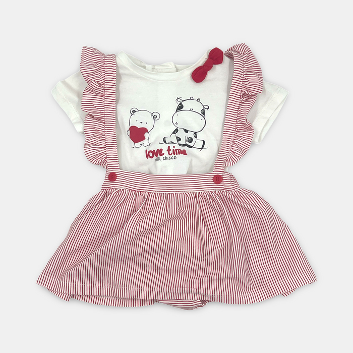 Salopette con Maglia in Cotone con Stampa Carina Chicco