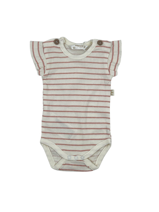 Body in Cotone a Righe Mayoral beige e marroncino con maniche corte e balze