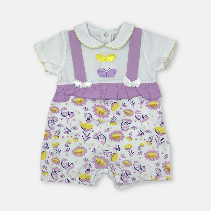 Pagliaccetto in cotone lilla con farfalle gialle - Luglio