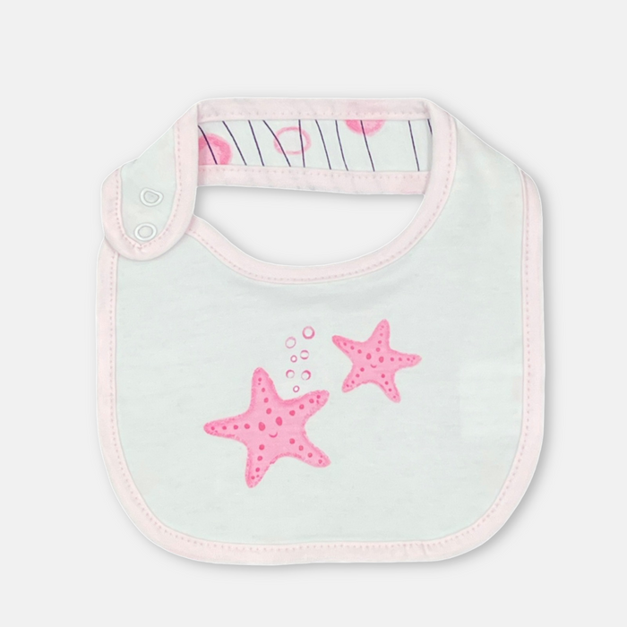 Bavetta in cotone rosa con stelle marine - Luglio