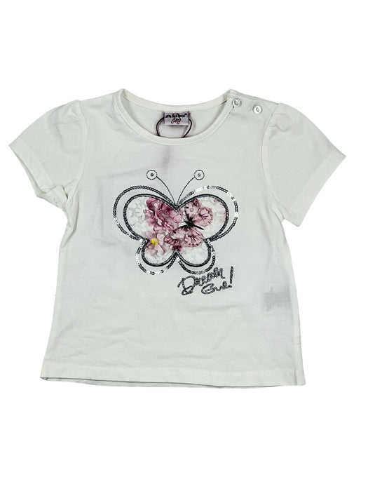 Maglia in cotone con farfalla decorativa per bambina