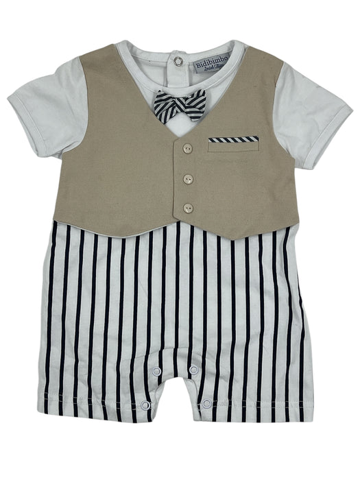 Pagliaccetto in cotone con gilet e papillon per bambini