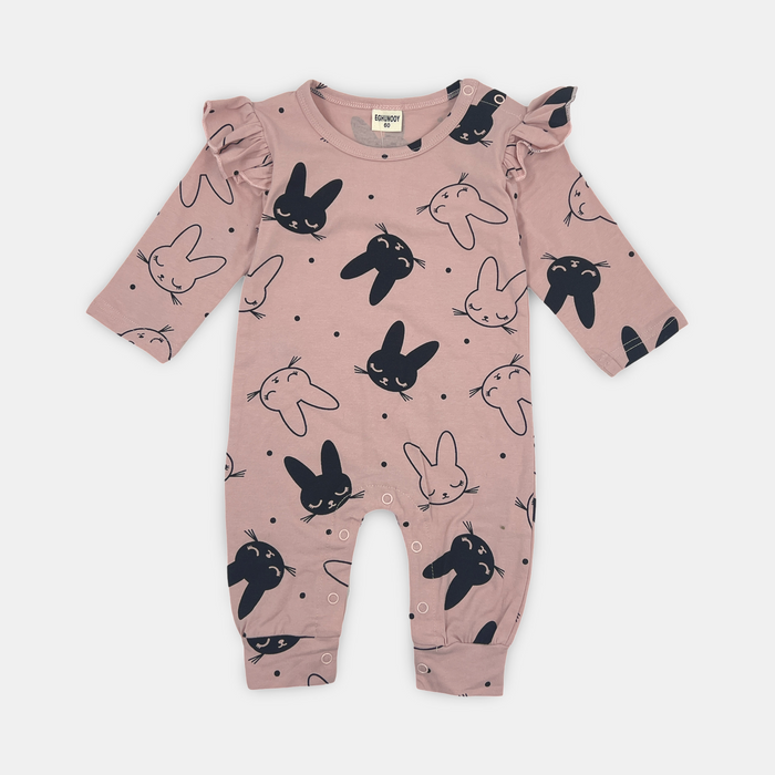 Tutina in cotone con fantasia gattini e clip per neonata