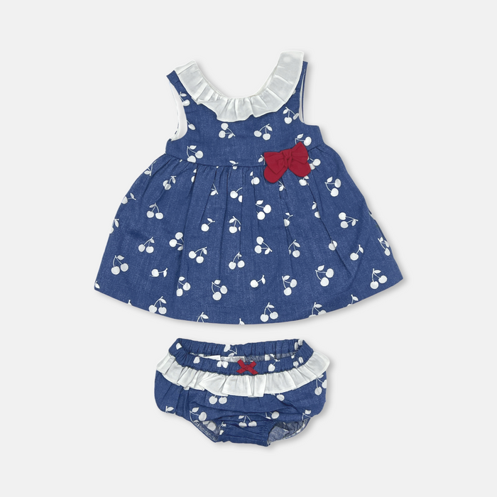Vestitino cotone con mutandina e fiocco rosso Mayoral