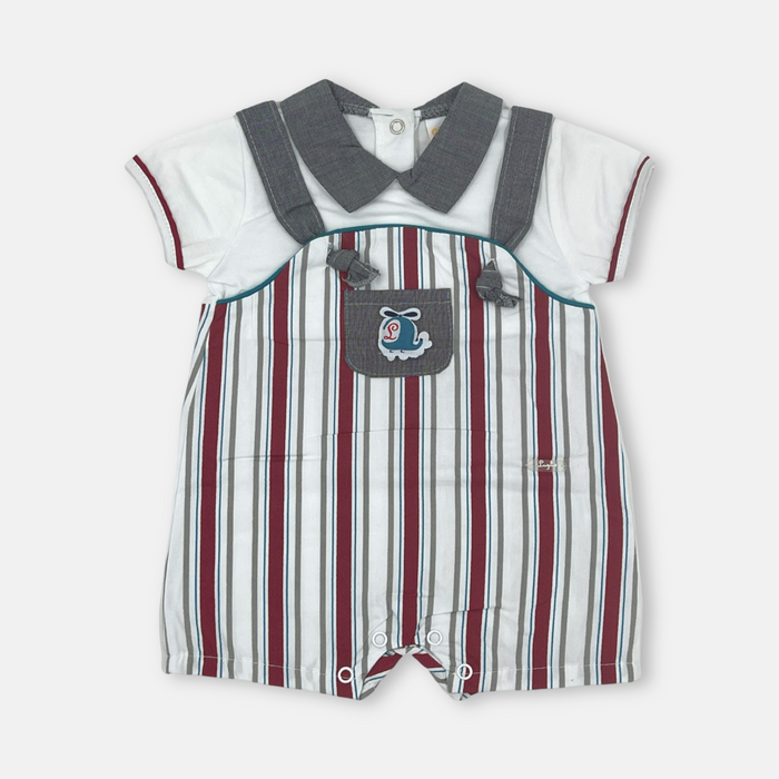 Pagliaccetto in cotone fantasia a quadri colore grigio/rosso