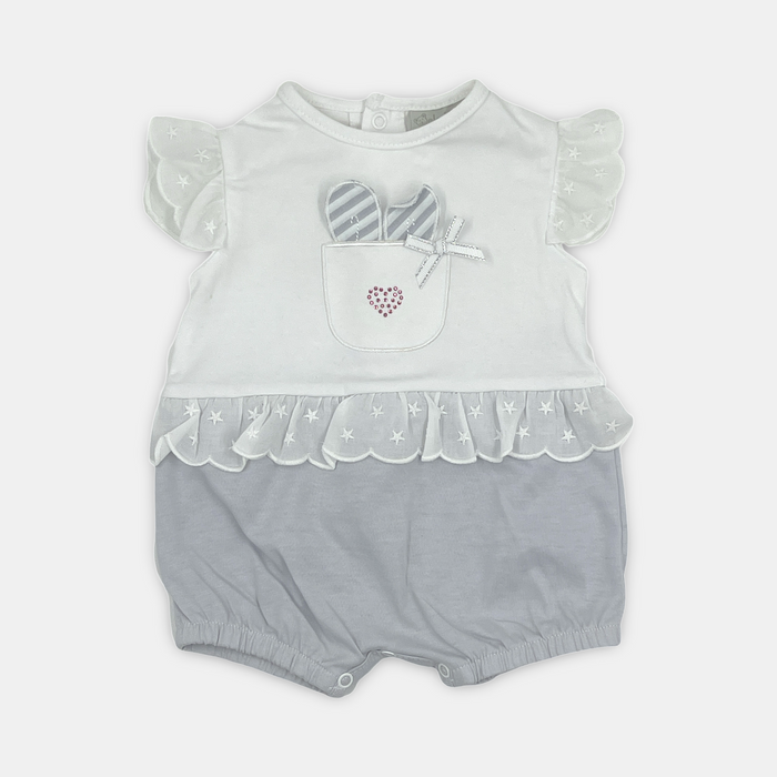 Pagliaccetto di cotone con ricamo frontale Ele-baby