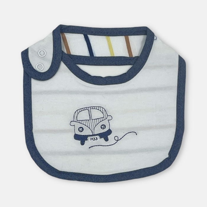 Bavetta in cotone con ricamo auto retrò - Luglio, colore Jeans