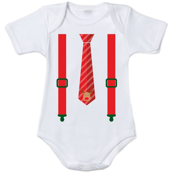 Body Neonato in Caldo Cotone Personalizzato bretella e cravatta natalizie - Spio Kids