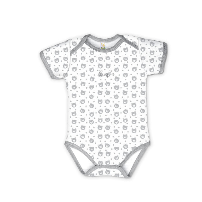 Body Neonato In Caldo Cotone Pois Cielo e Grigio, Luglio - Spio Kids