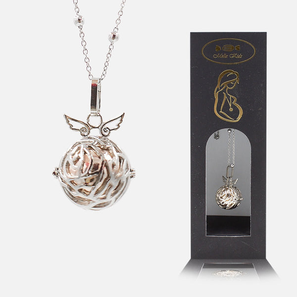Lovemycocca Collana Chiama Angeli Gravidanza Con Ciondolo Infinito E Cuori - Regalo Speciale Per Mamma, Argento, Catena 100 Cm