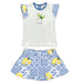 Completino Neonata T-Shirt con Gonna in Cotone Azzurro Fantasia Limoni Luglio - Spio Kids