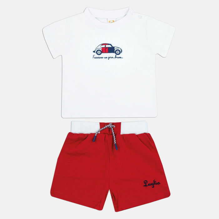 Completo Pantaloncino E T-Shirt Con Macchinina, luglio - Spio Kids