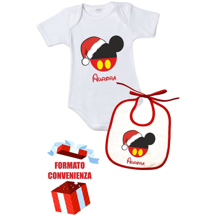 Formato convenienza natalizio body In Caldo Cotone + bavetta personalizzata-Spio Kids-foto-prodotto
