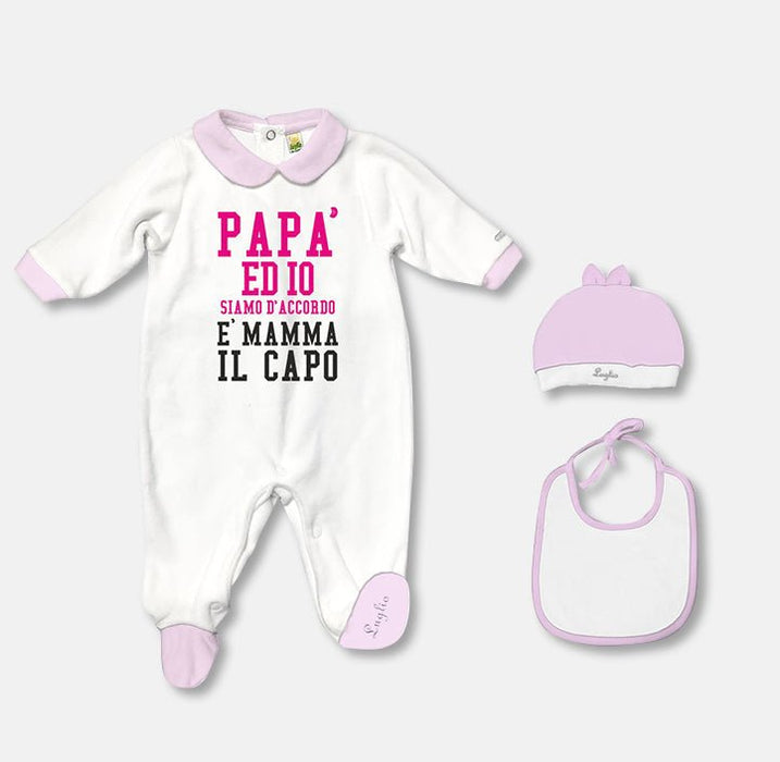 Tutina Inter di ciniglia per neonato - con logo e scritta