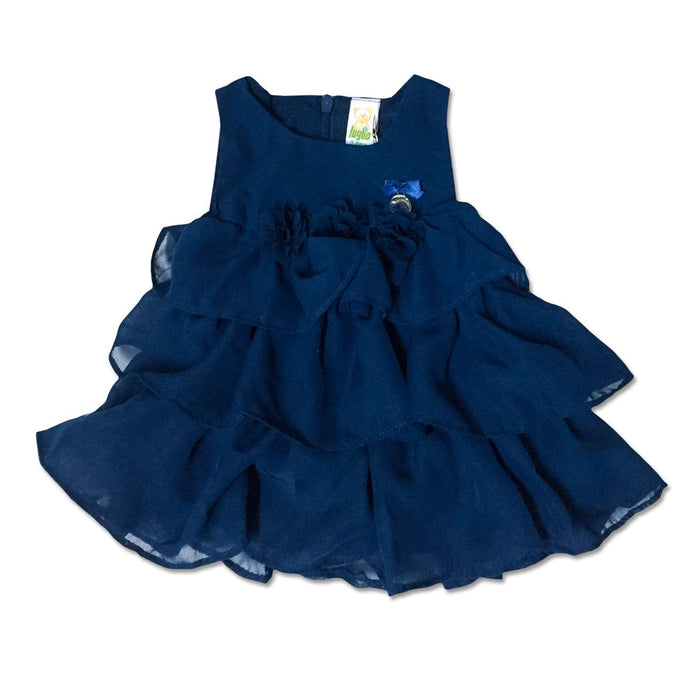Vestitino Neonata In Cotone Blu Con Targhetta Applicata Luglio Lu813 - Spio Kids