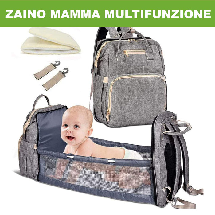 Zaino Mamma Multifunzione Neonato, Fasciatoio Impermeabile nero grigio –