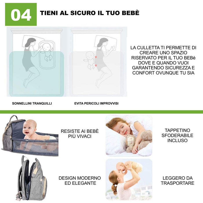 Zaino borsa lettino per neonato multifunzionale-Spio Kids-foto-prodotto